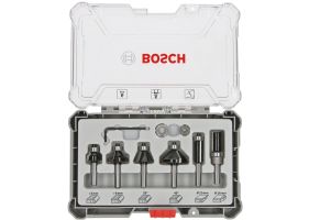 Bosch Set 6 freze de profilat canturi, frezare coplanară si refecare, tija 6mm